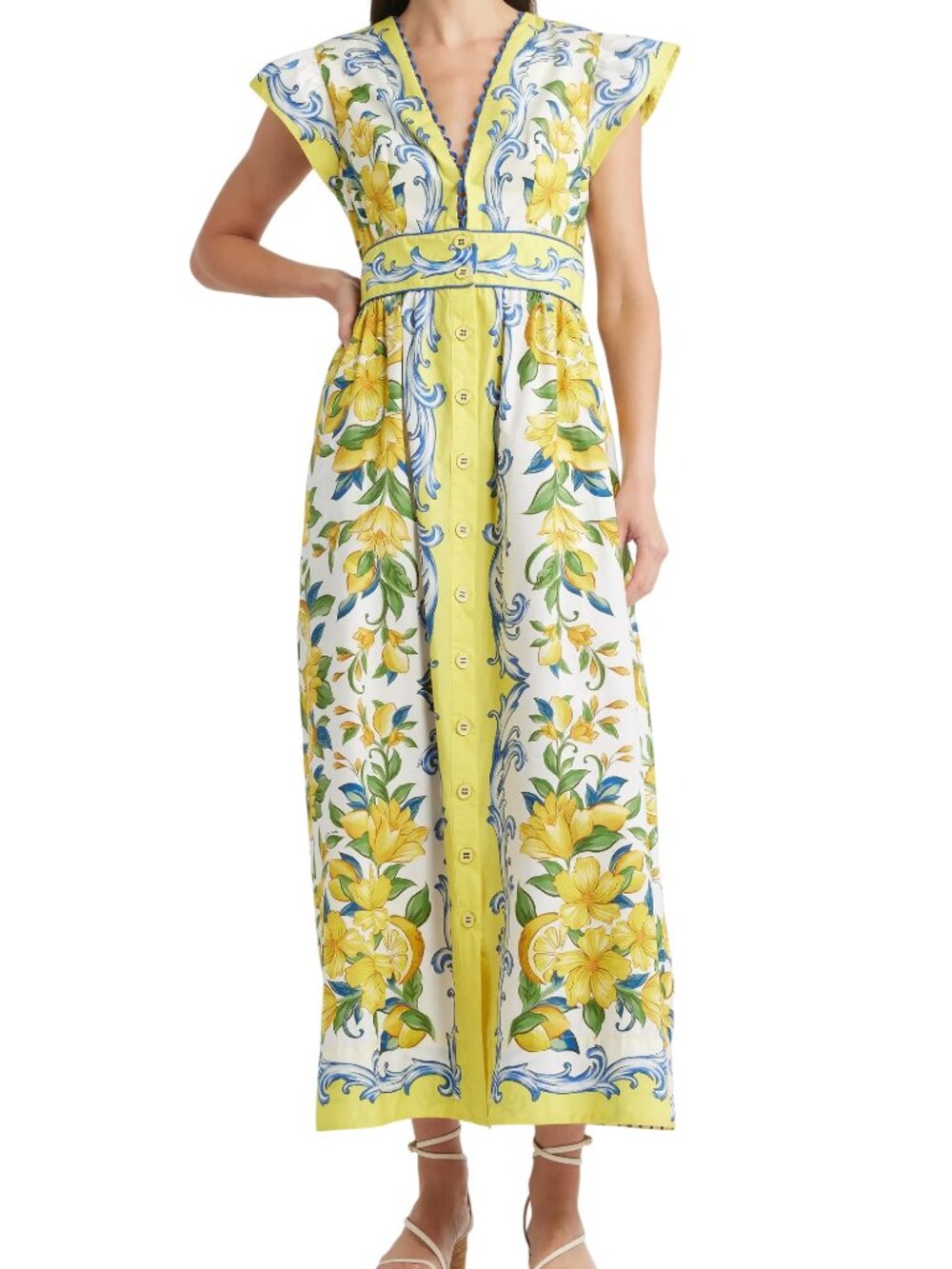 FARM Rio Sicily Scarf Print Cotton Maxi Dress